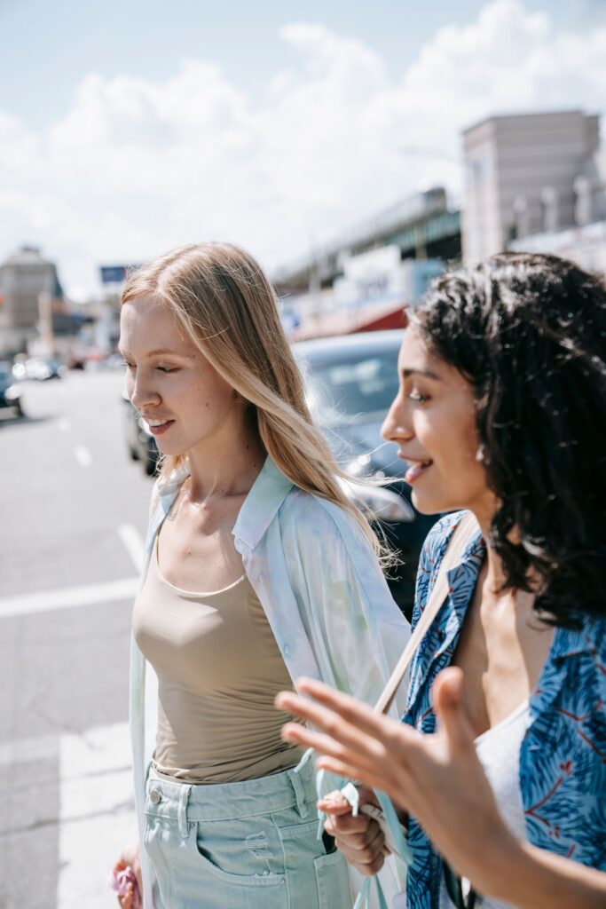 new real estate agent telling her friend about her new career